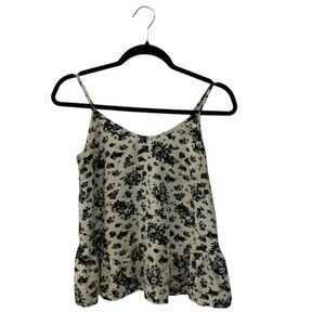 Soprano Black and White Floral Ruffled Camisole